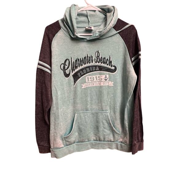 Avalon Apparel Clearwater Beach Florida Lightweight Mint Green Grey Hoodie L - Picture 8 of 9